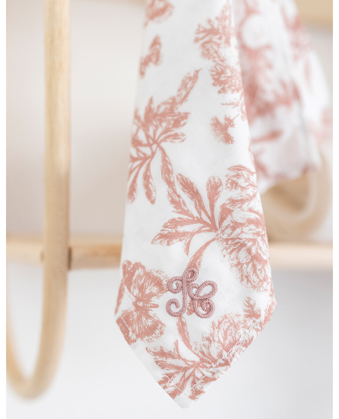 TARTINE ET CHOCOLAT Augustin Le Lapin soft toy with Toile de Jouy Details Baby PINK 4