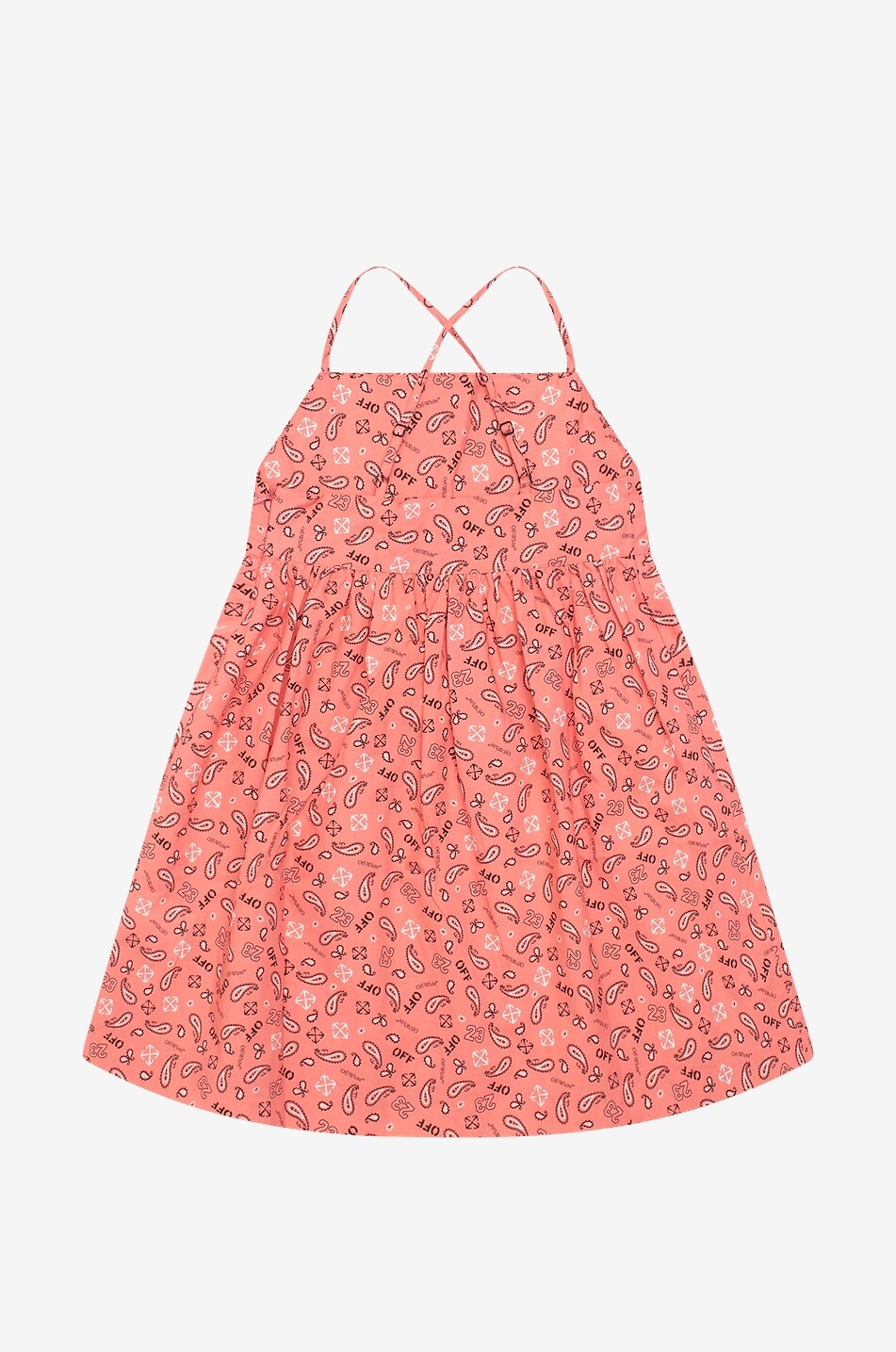 OFF WHITE Robe à bretelles en popeline fille Bandana Coral Fille ROUGE CLAIR 2