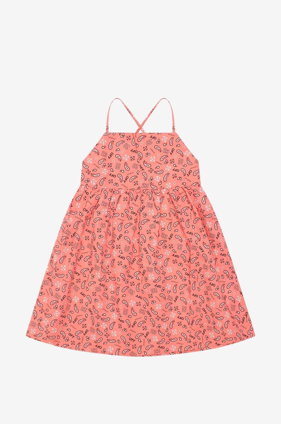 OFF WHITE Robe à bretelles en popeline fille Bandana Coral Fille ROUGE CLAIR 1