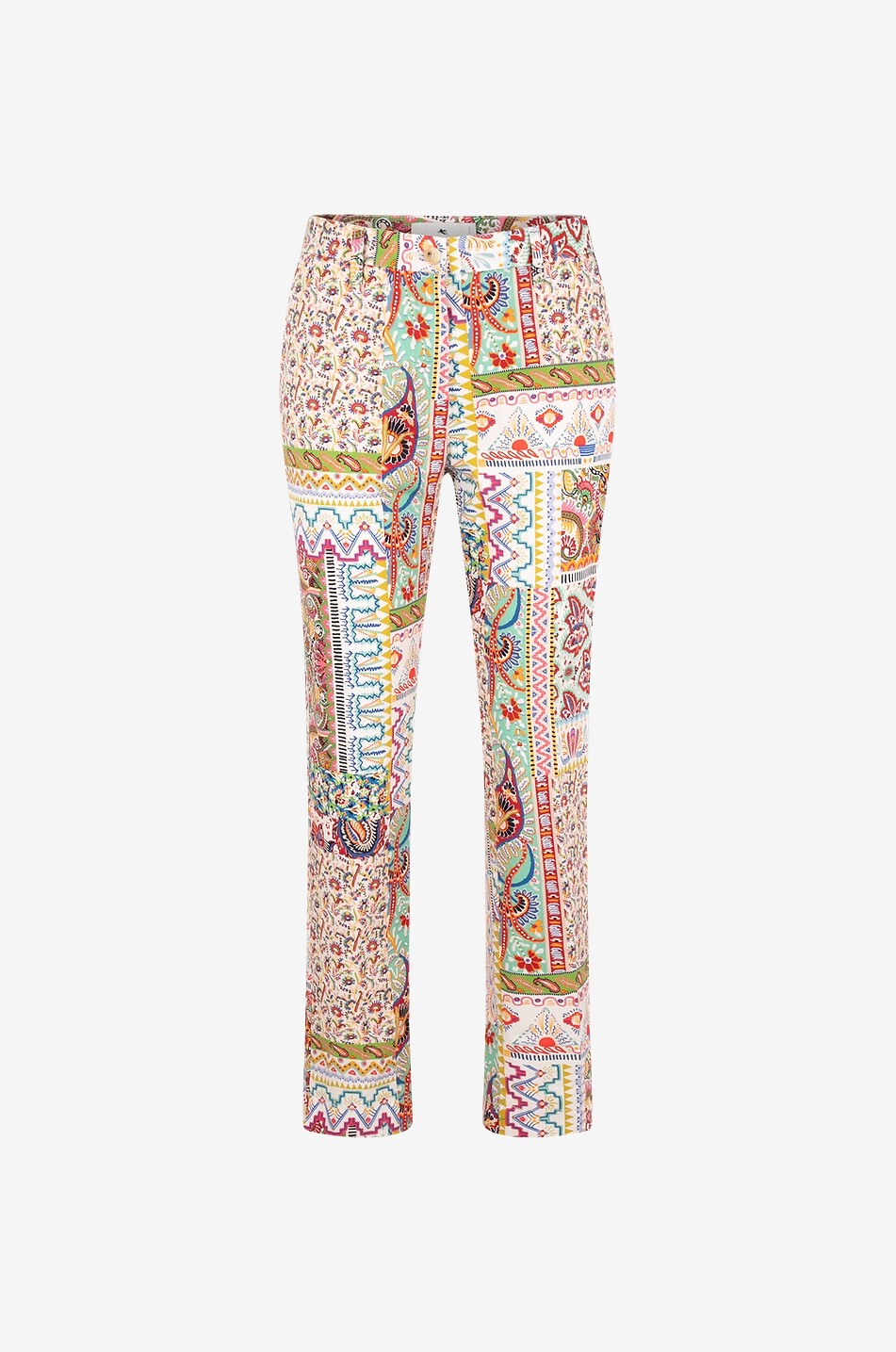 Pantalon droit en coton imprimé Patchwork