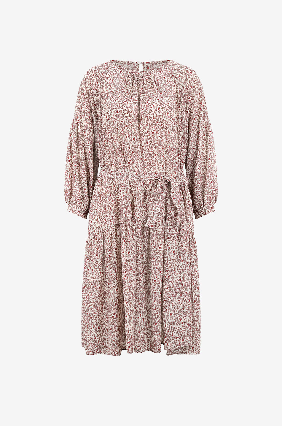 Glenda rose printed silk midi dress