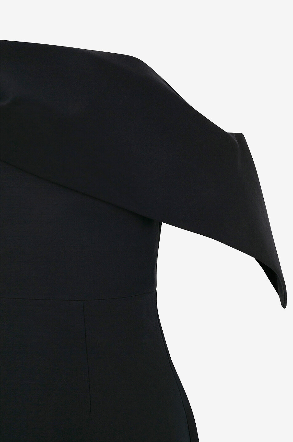 Schulterfreies Midikleid aus Wolle und Seide