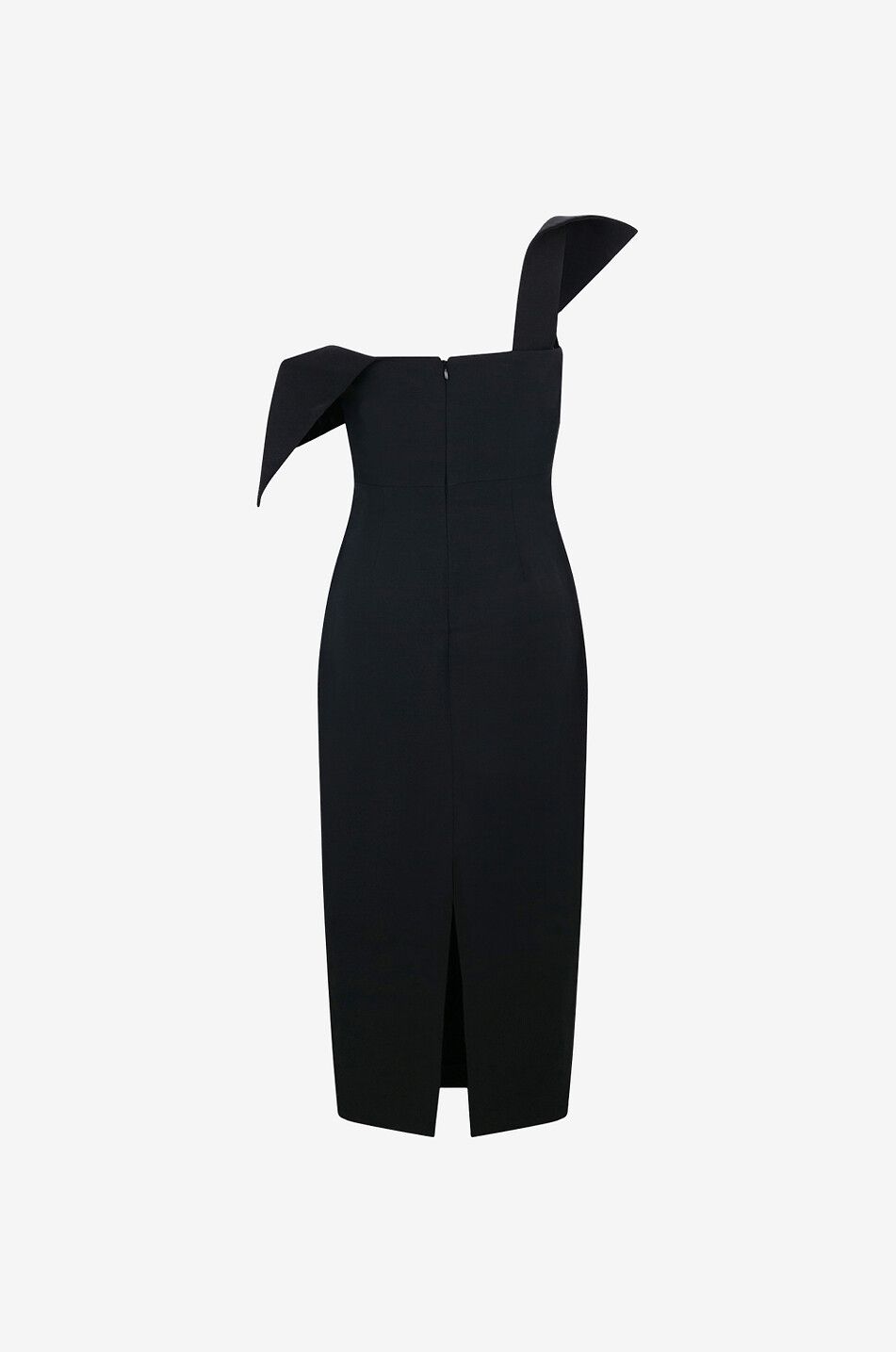 ROLAND MOURET Robe midi à épaules dénudées en laine et soie Femme NOIR 2