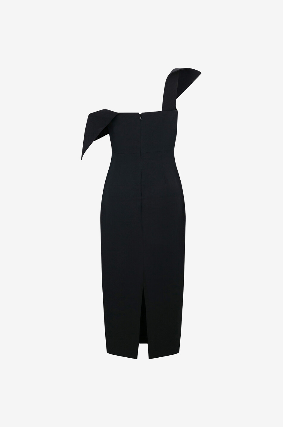 Schulterfreies Midikleid aus Wolle und Seide