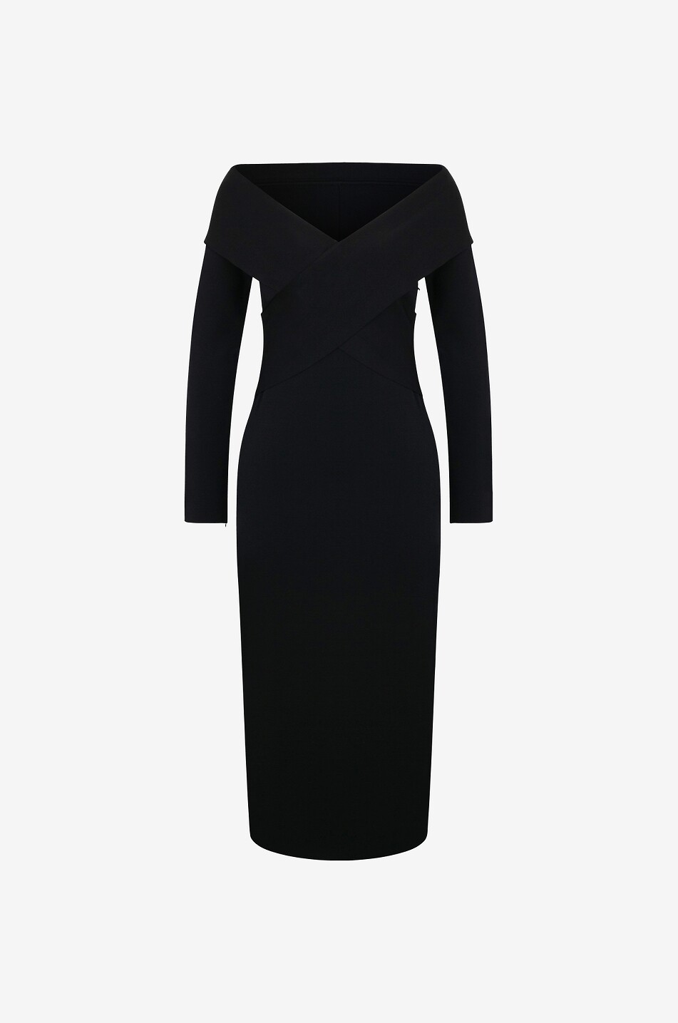 Jersey midi dress with criss-cross detail