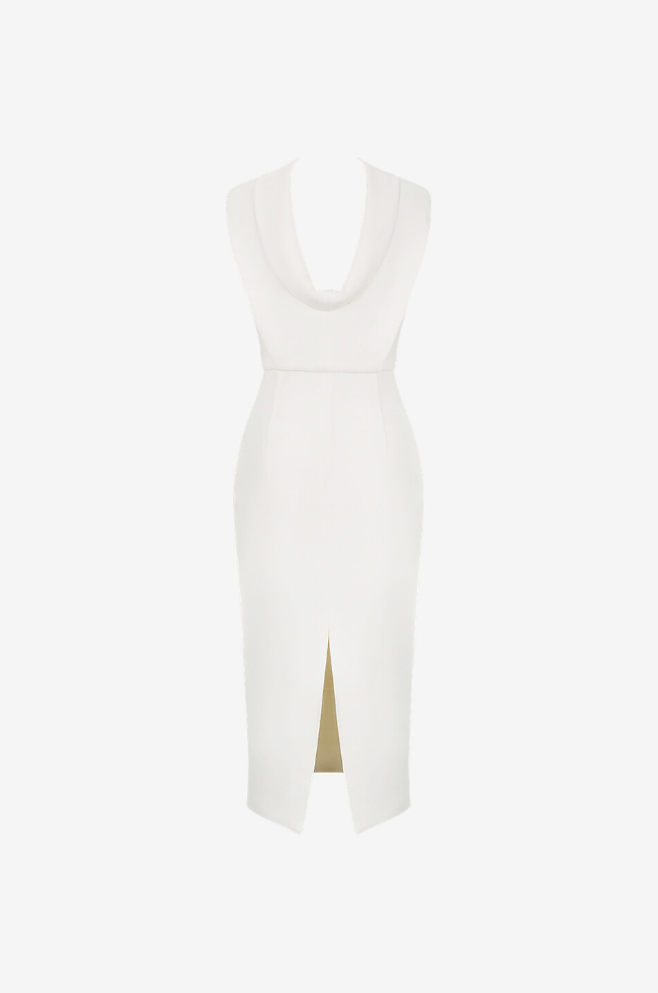 ROLAND MOURET Robe midi à col montant et dos échancré Femme Beige clair 2