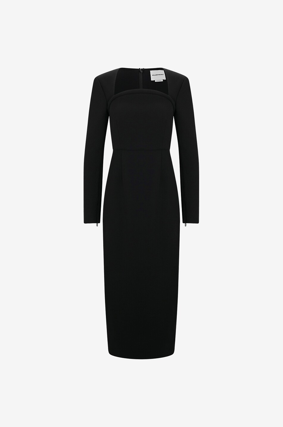 ROLAND MOURET Moon fitted cady midi dress with bow shaped collar Women BLACK 1