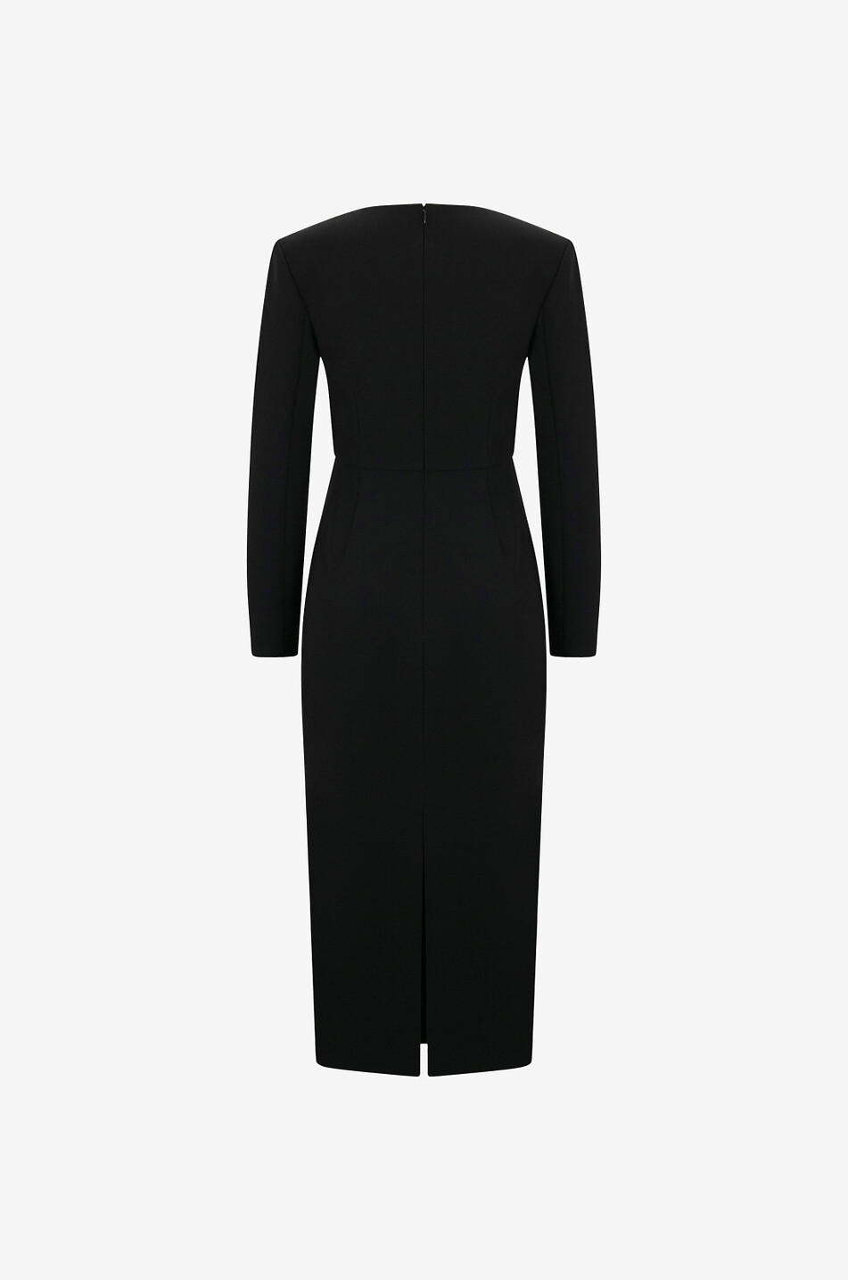 ROLAND MOURET Robe midi ajustée en cady à encolure en arc Moon Femme NOIR 2