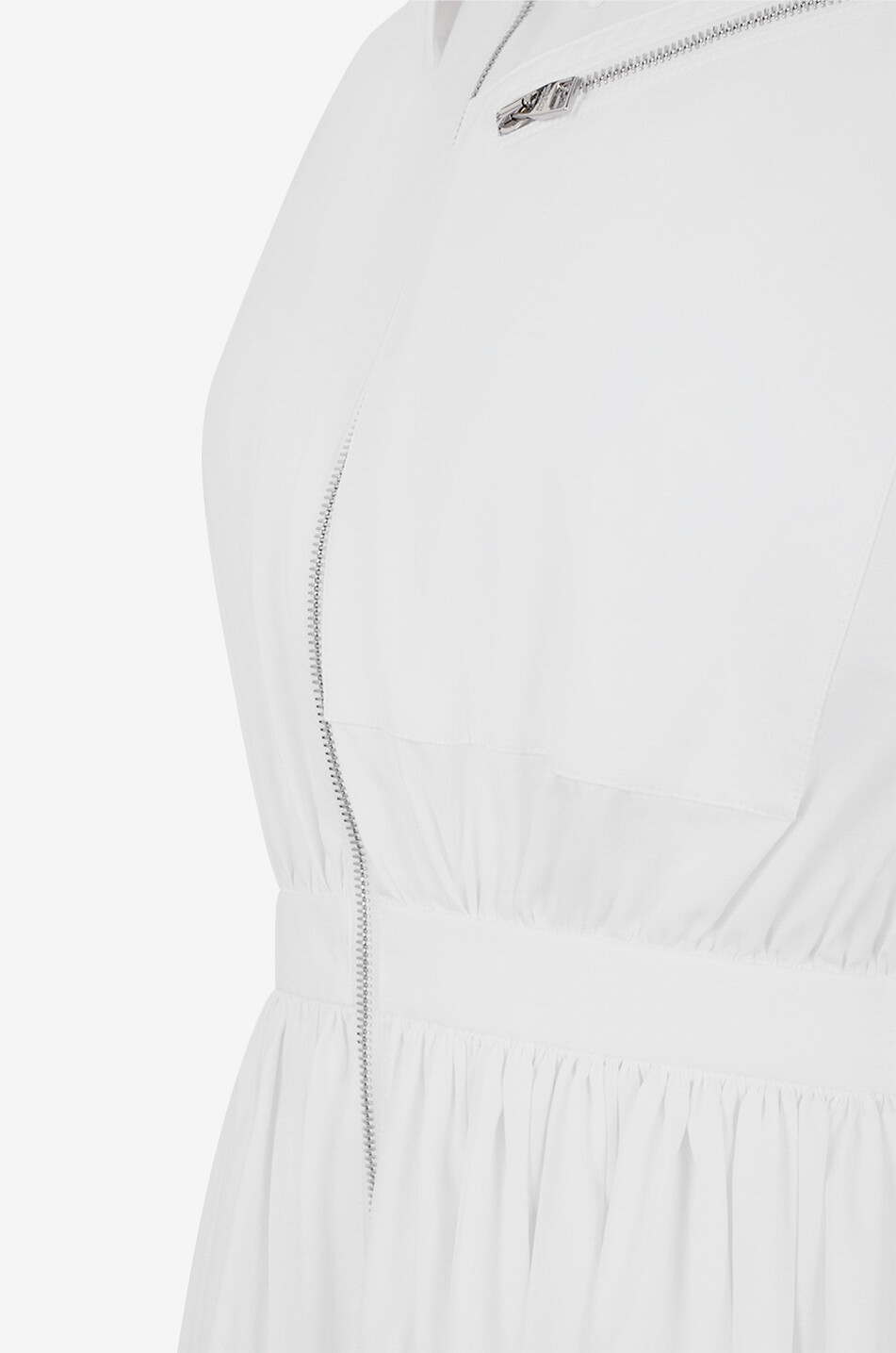 ALEXANDER McQUEEN Robe zippée midi en popeline Dropped Shoulder Femme BLANC 8