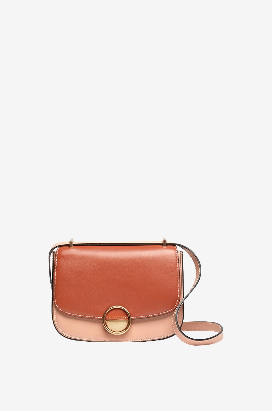 Sac porté épaule en cuir lisse bicolore Romy
