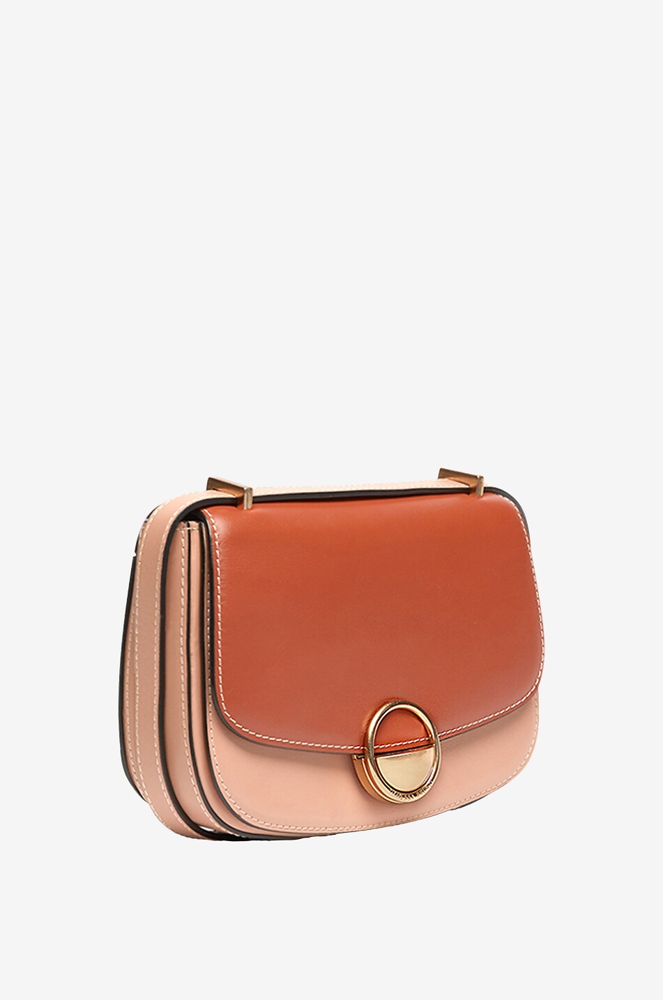Sac porté épaule en cuir lisse bicolore Romy