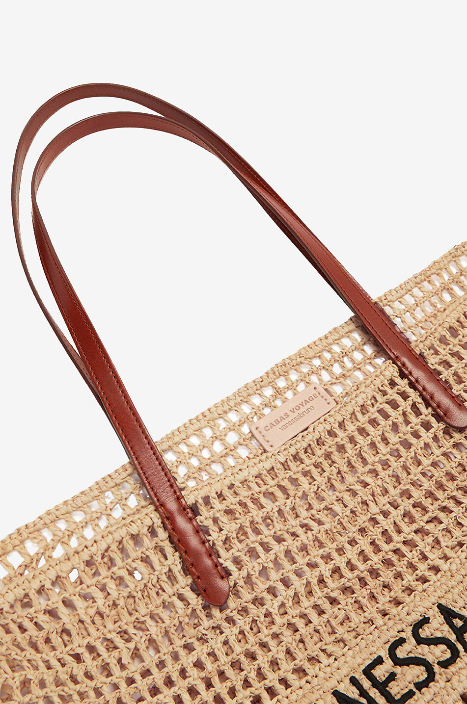 Sac cabas ajouré en raphia brodé Panier