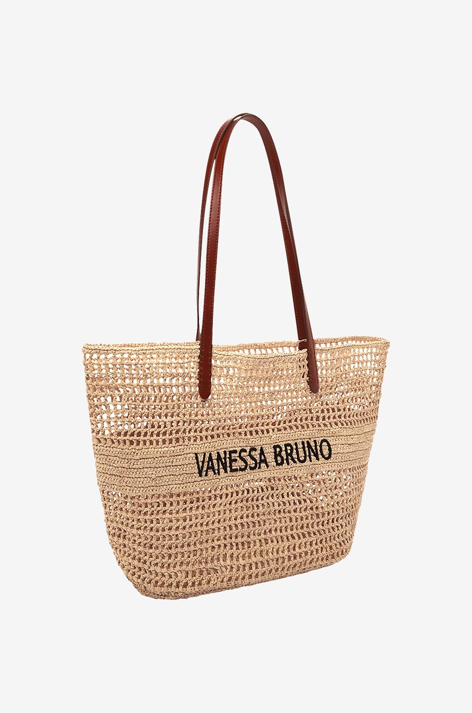 Sac cabas ajouré en raphia brodé Panier