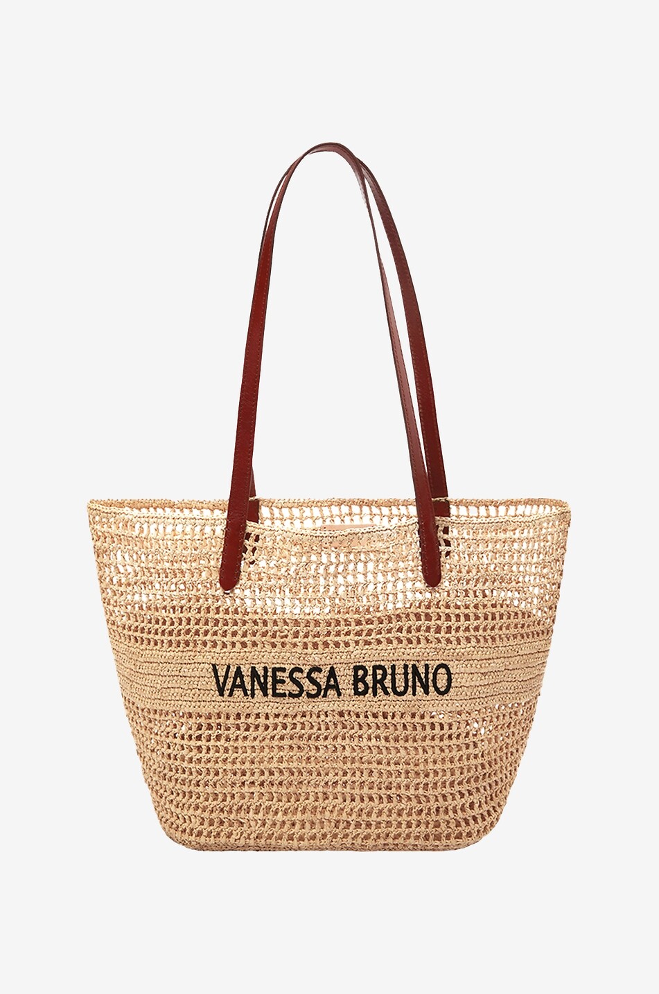 Panier embroidered openwork raffia tote bag