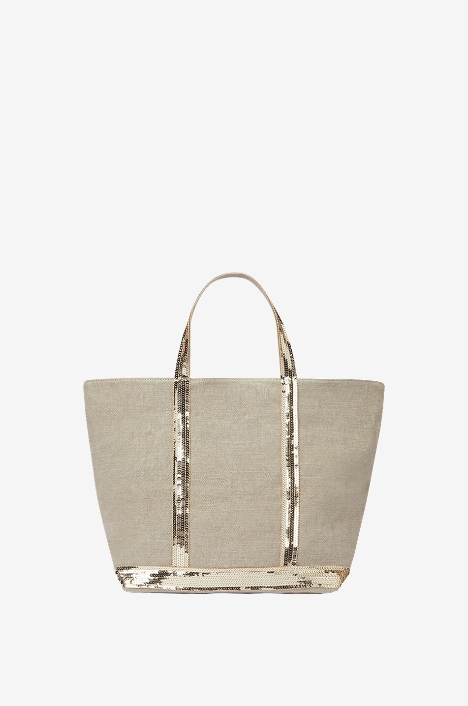 M tote bag in linen and sequins
