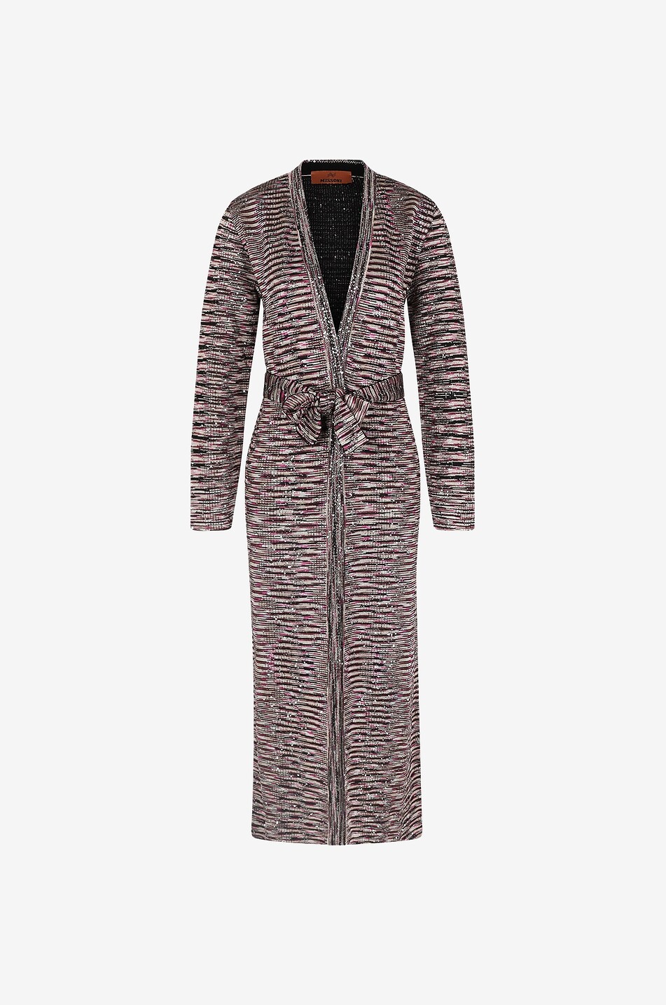 MISSONI Sequin embroidered patterned knit coat Women BLACK 1