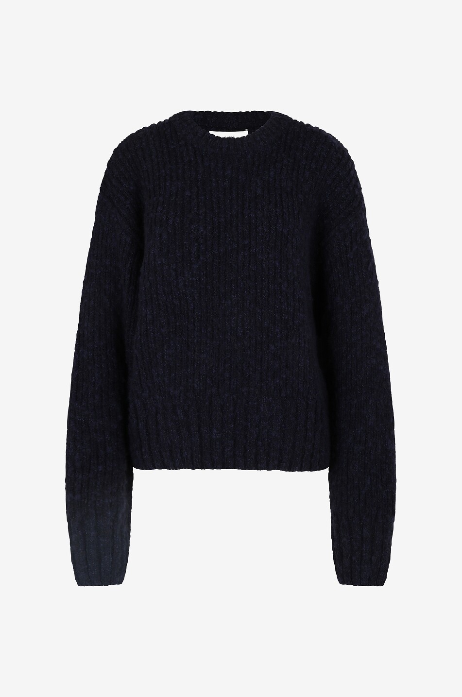 AMI Pull oversize côtelé brossé à col rond Femme BLEU FONCE 1