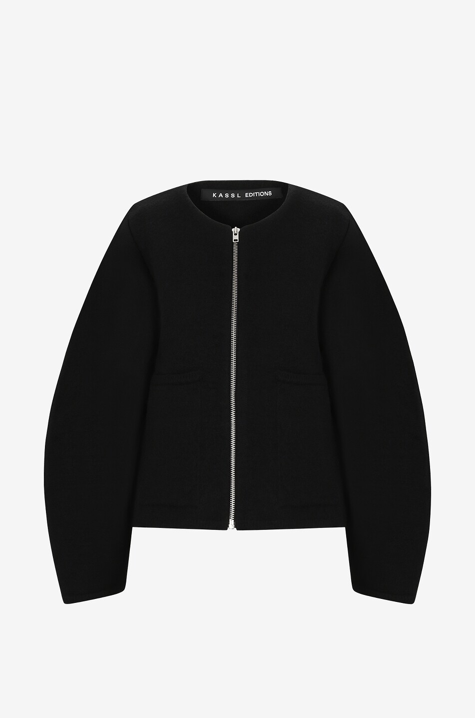 Balloon Jacket boiled wool short jacket with round neck