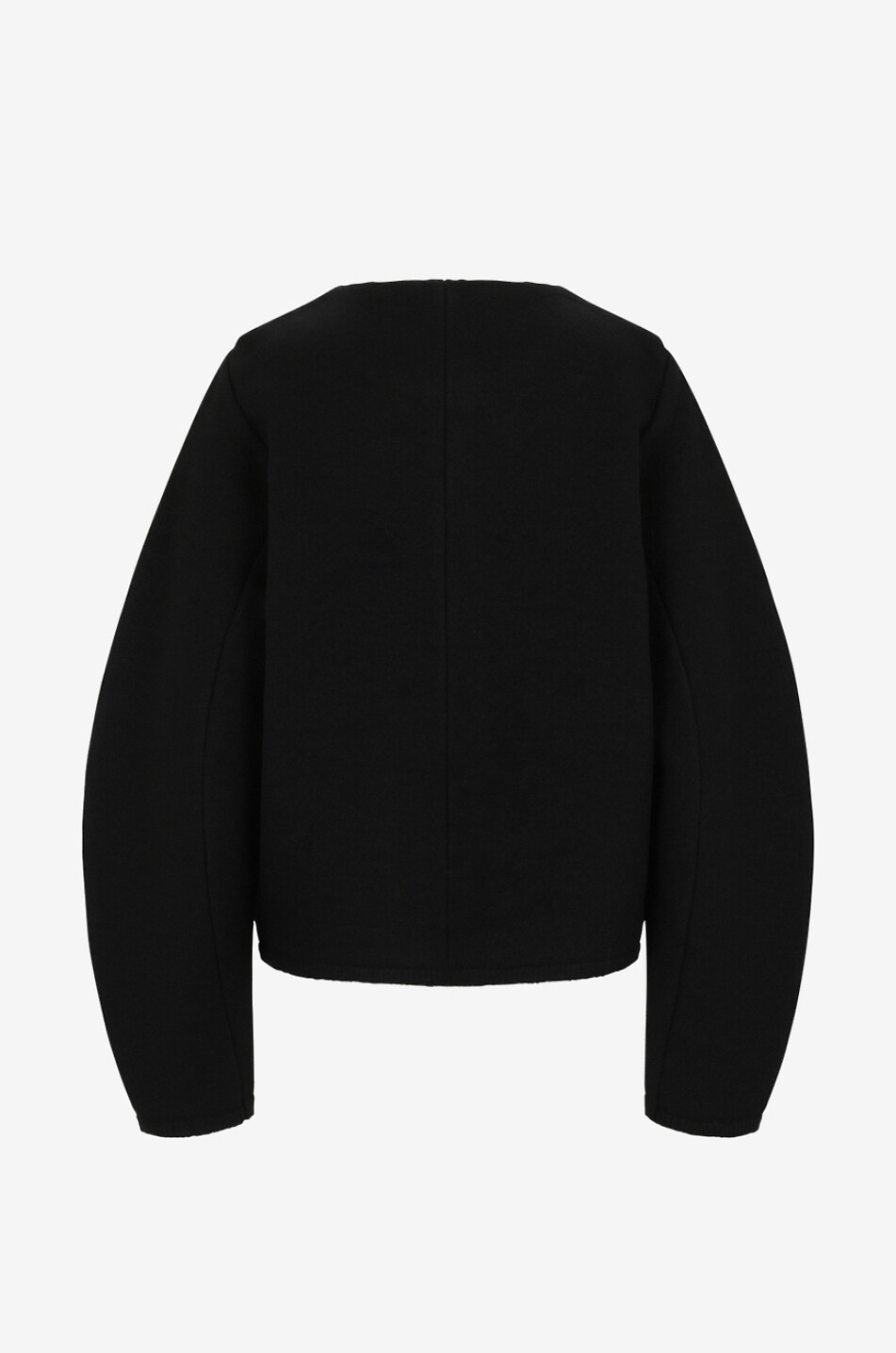 Balloon Jacket boiled wool short jacket with round neck