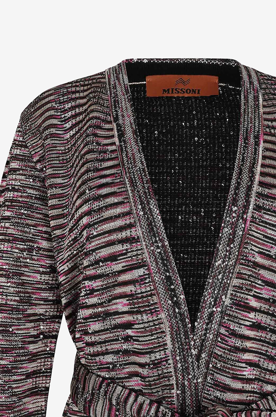 MISSONI Sequin embroidered patterned knit coat Women BLACK 3