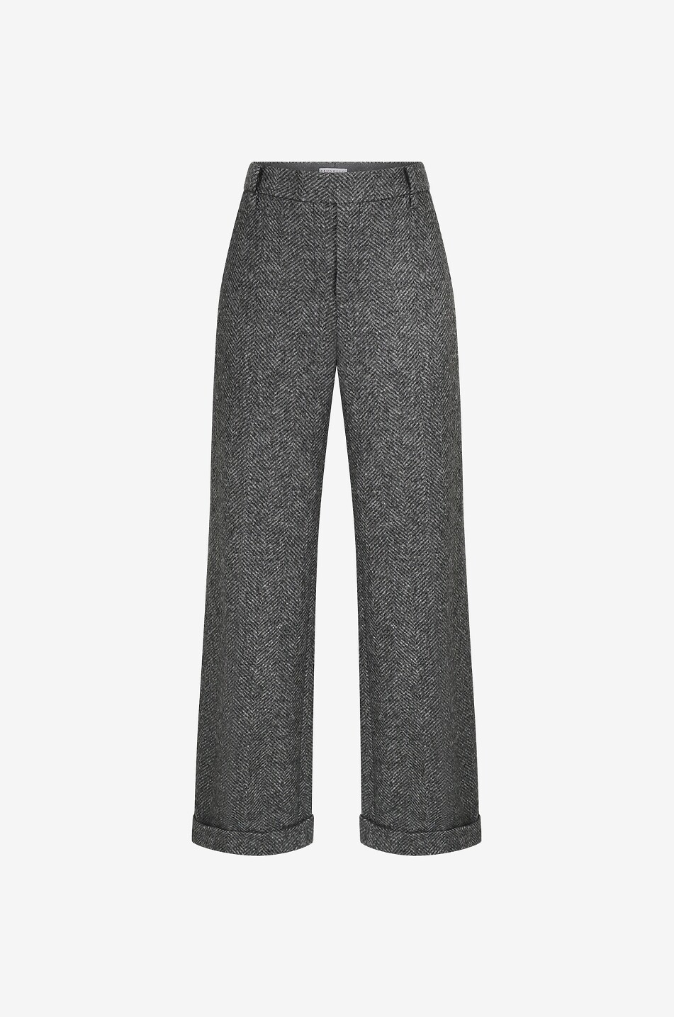 BRUNELLO CUCINELLI Pantalon à chevrons en laine et alpaga Loose Flared Monile Femme GRIS FONCÉ 1