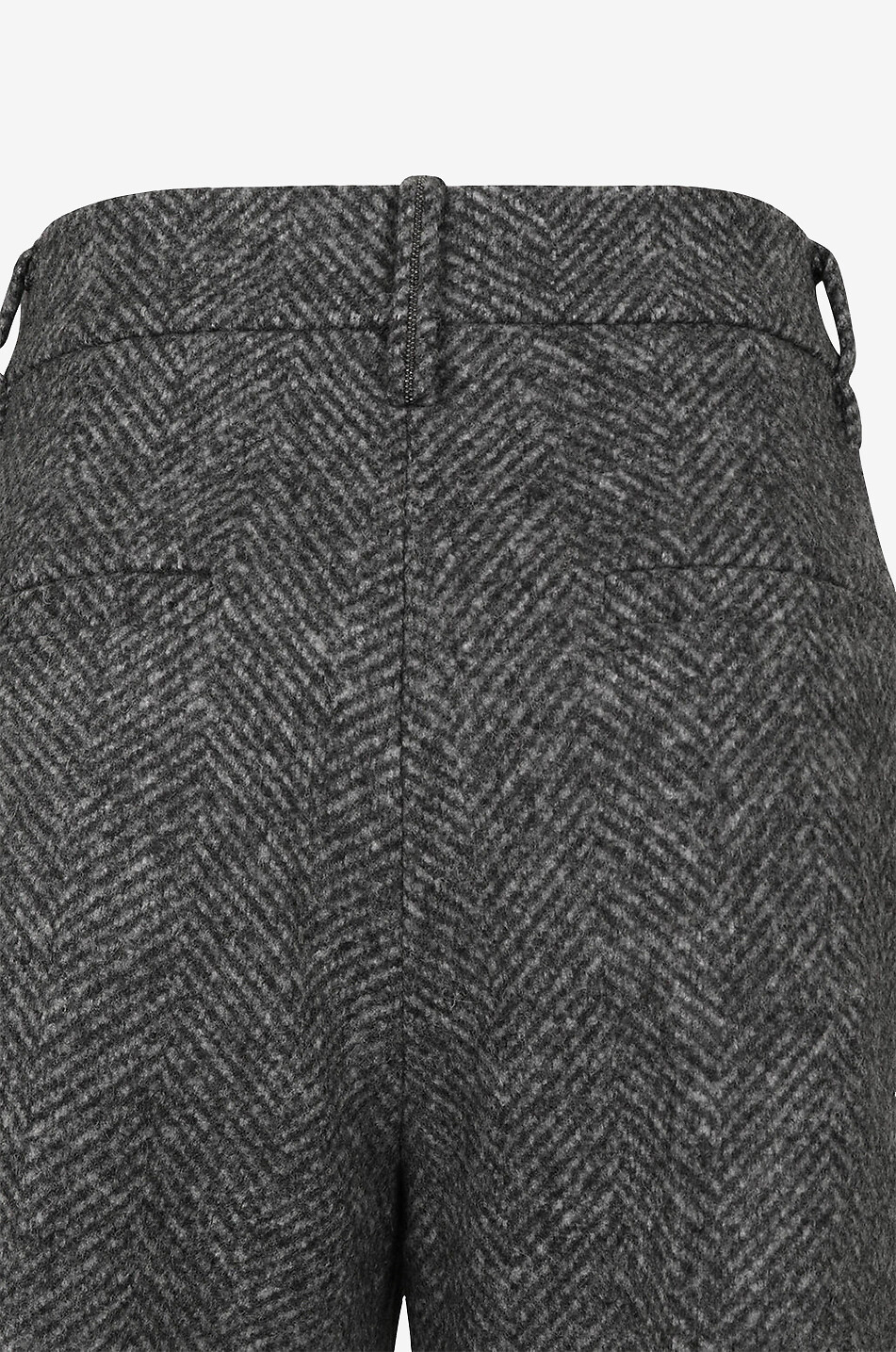 BRUNELLO CUCINELLI Pantalon à chevrons en laine et alpaga Loose Flared Monile Femme GRIS FONCÉ 3