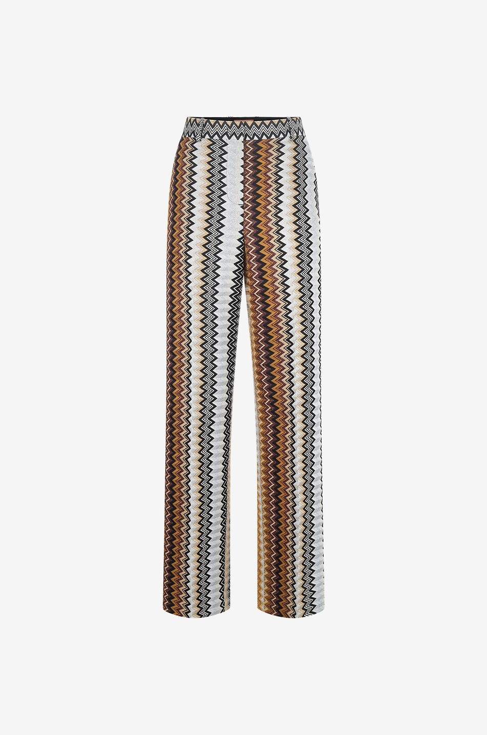Pantalon large en maille jacquard à chevrons scintillante