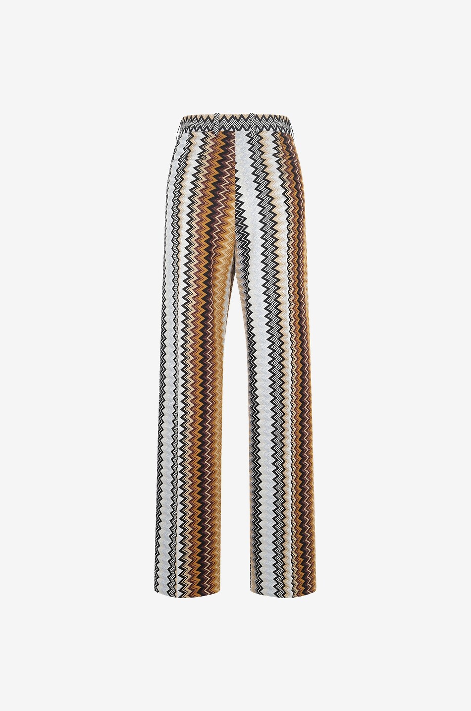 Pantalon large en maille jacquard à chevrons scintillante