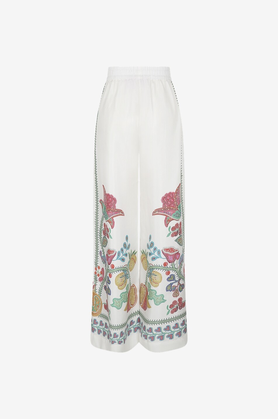 LA DOUBLEJ Bedruckte weite Seidenhose Grenadilla Placée Palazzo Damen WEISS 2