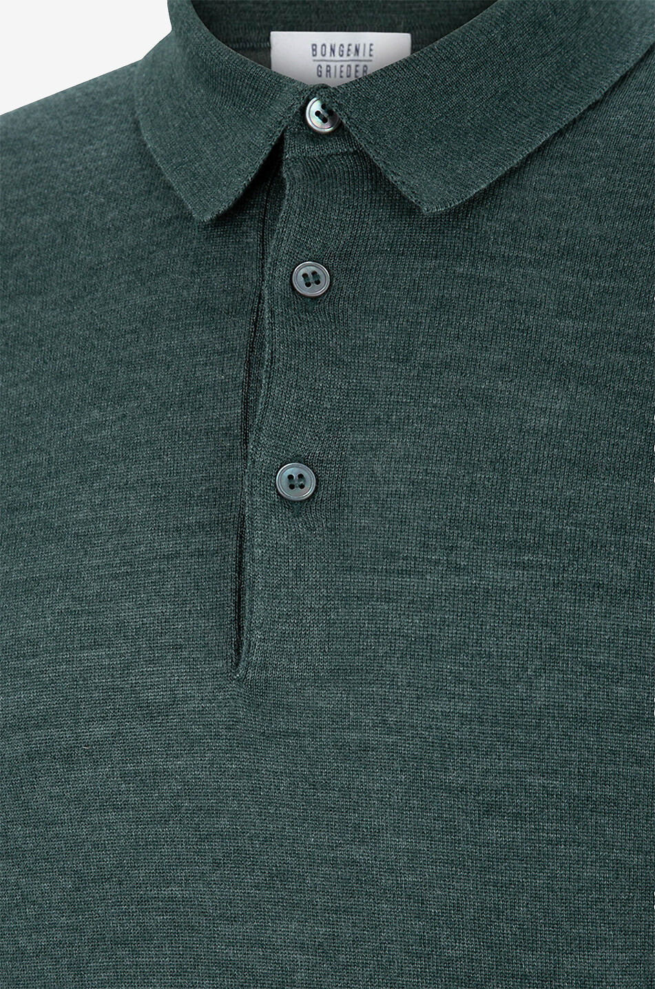 BONGENIE Feinstrickpolohemd mit langen Ärmeln Herren MITTELGRÜN 3
