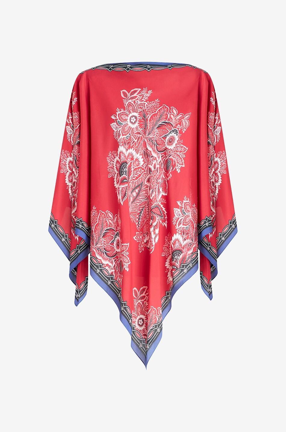 ETRO Crêpe-Poncho mit Print Bandana Bouquet Damen ROT 1