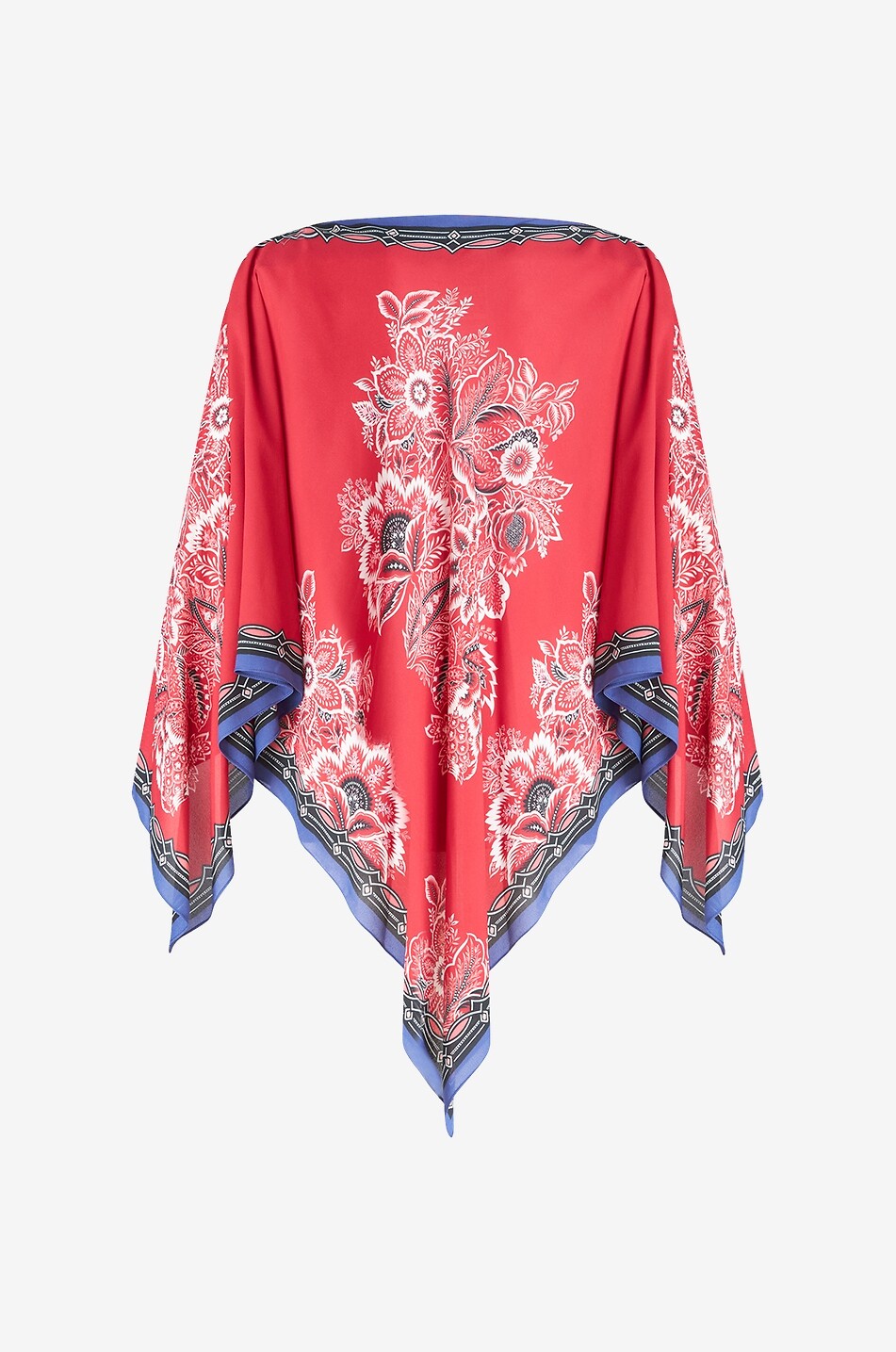Poncho en crêpe imprimé Bouquet Bandana