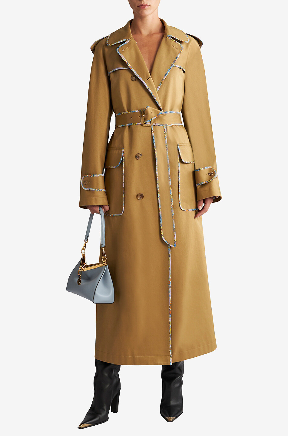 Trench en gabardine à passepoils Paisley Medaillons