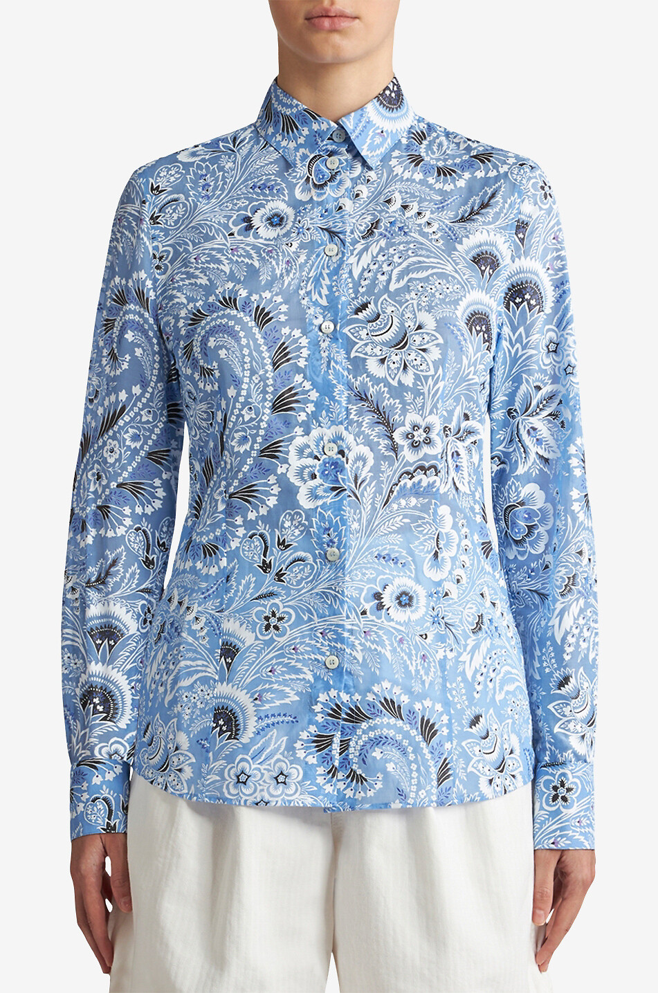 Transparentes Slim-Fit-Hemd mit Print Paisley Bouquet