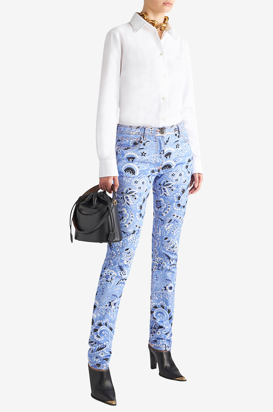 Skinny-Fit-Jeans mit hoher Taille und Bandana-Print