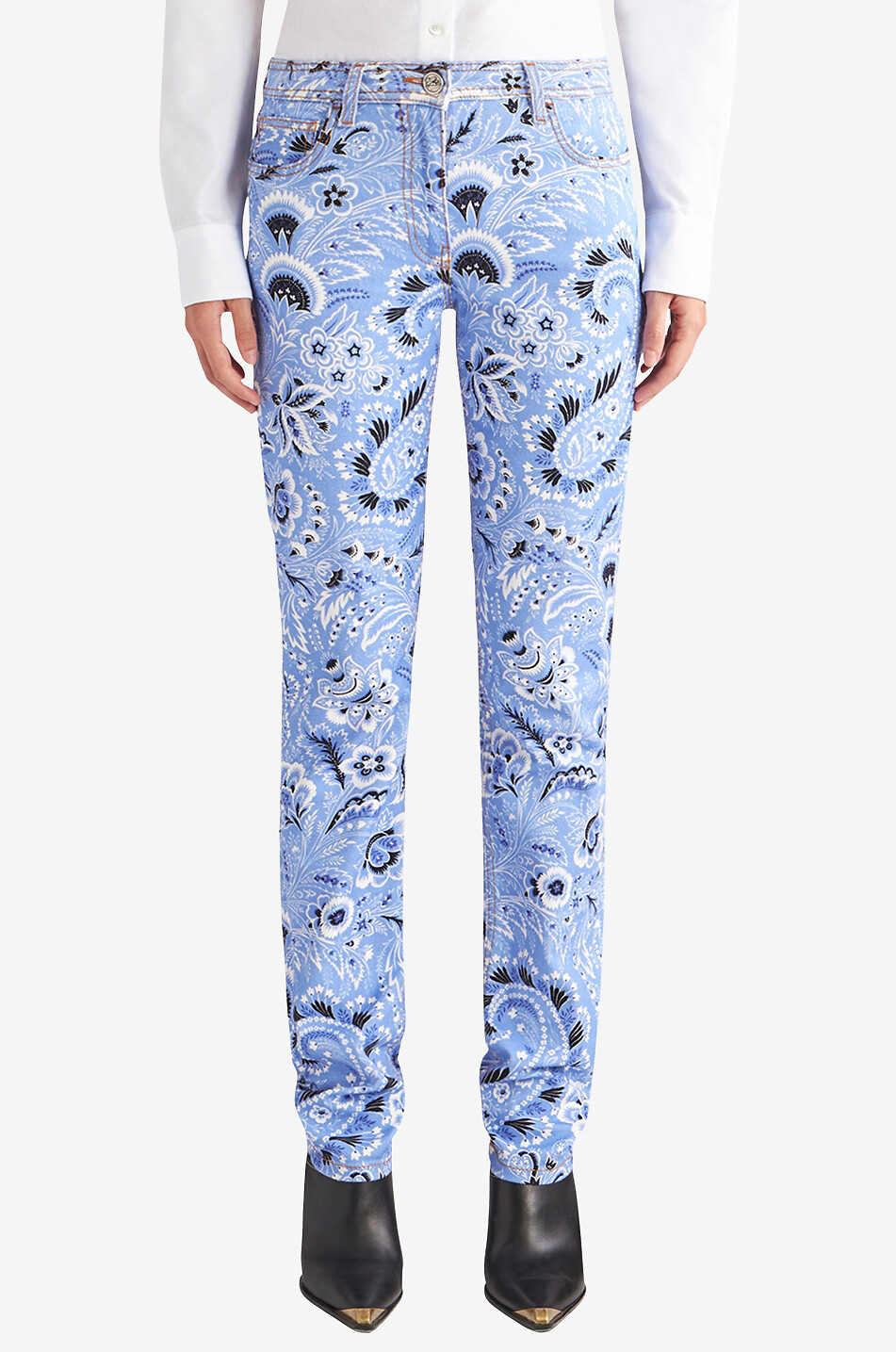 ETRO Skinny-Fit-Jeans mit hoher Taille und Bandana-Print Damen BLAU 4
