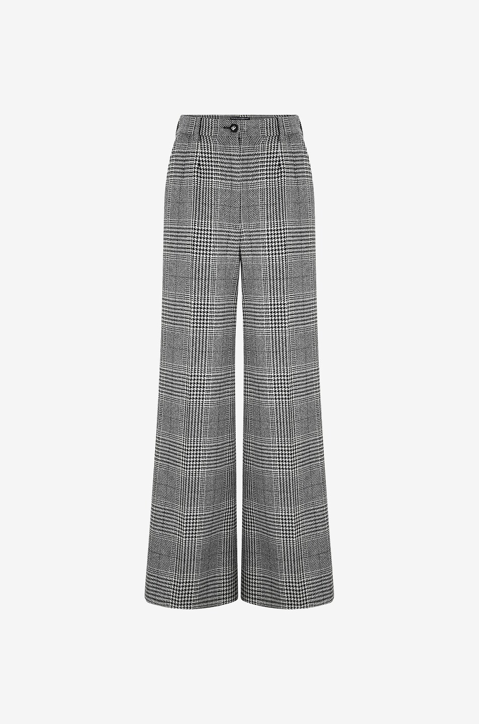 Glen check flared wool trousers