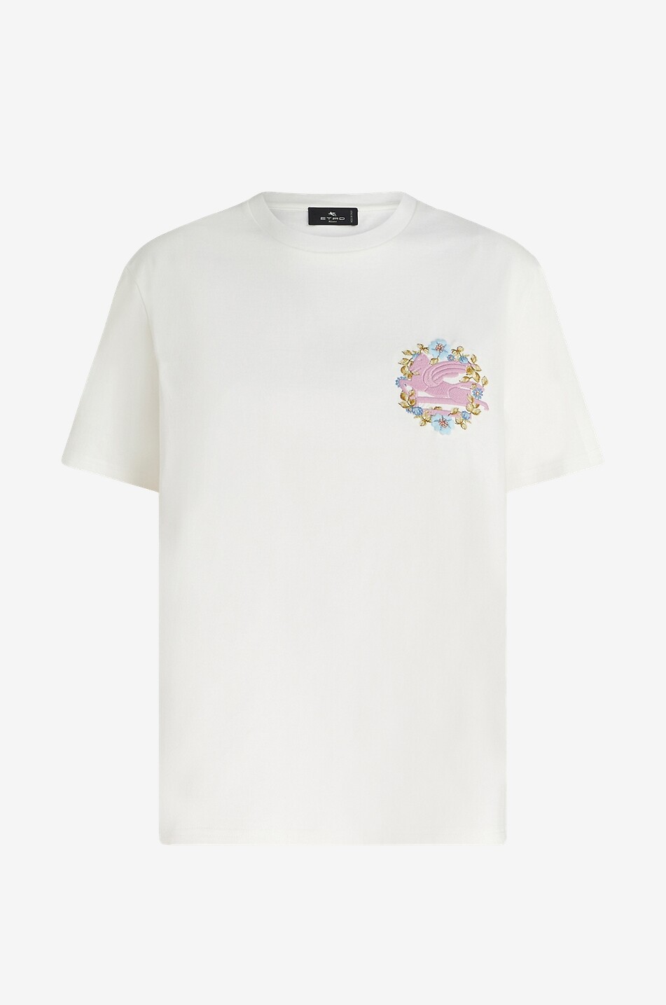 Besticktes Kurzarm-T-Shirt Floral Pegaso