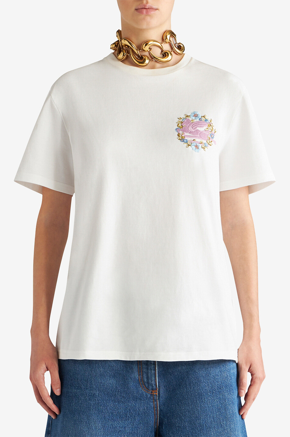 Floral Pegaso embroidered short-sleeved T-shirt