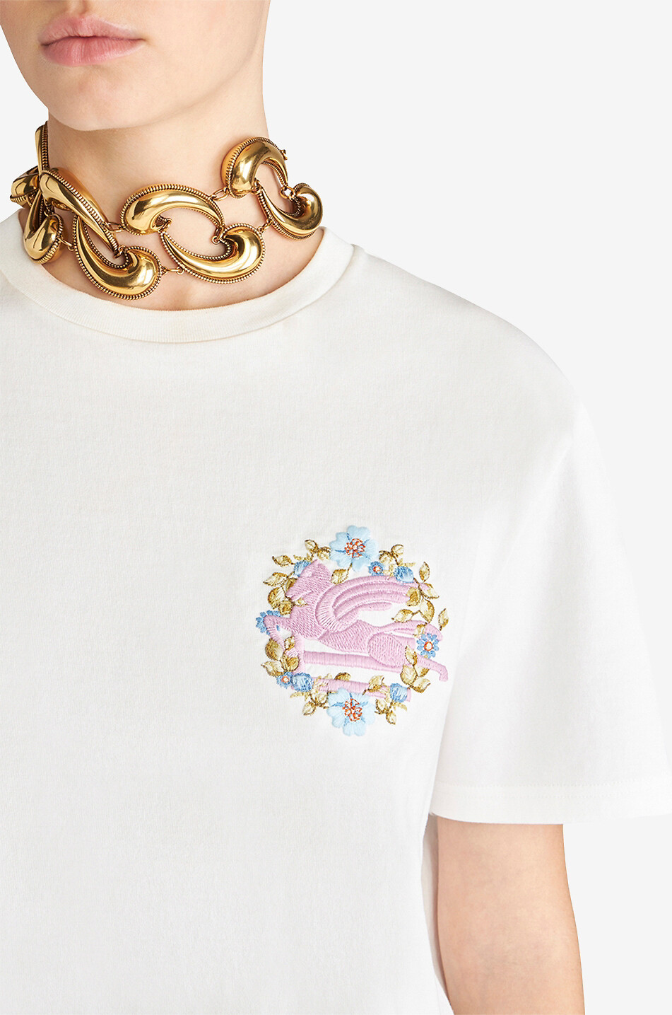 Floral Pegaso embroidered short-sleeved T-shirt