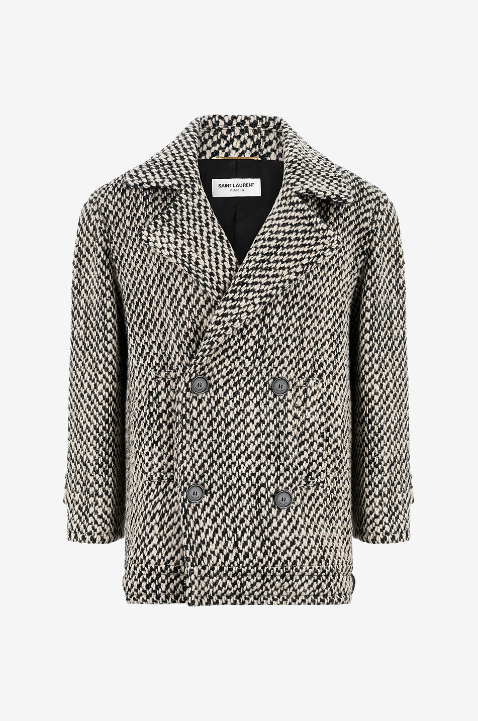 Double-breasted short tweed coat