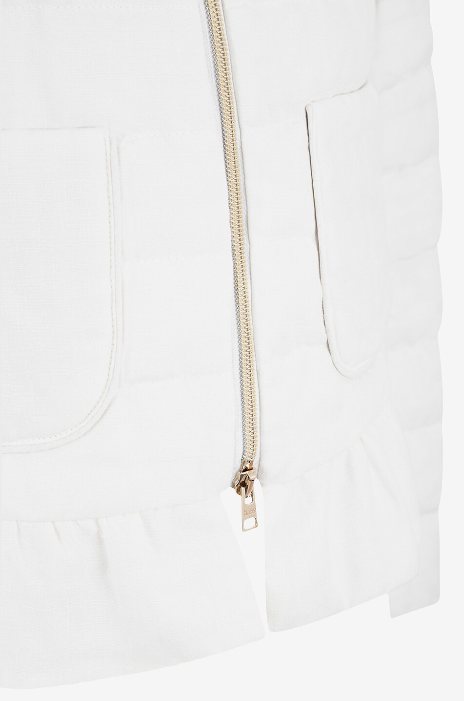 HERNO Ruffle hem quilted linen jacket Women WHITE 3