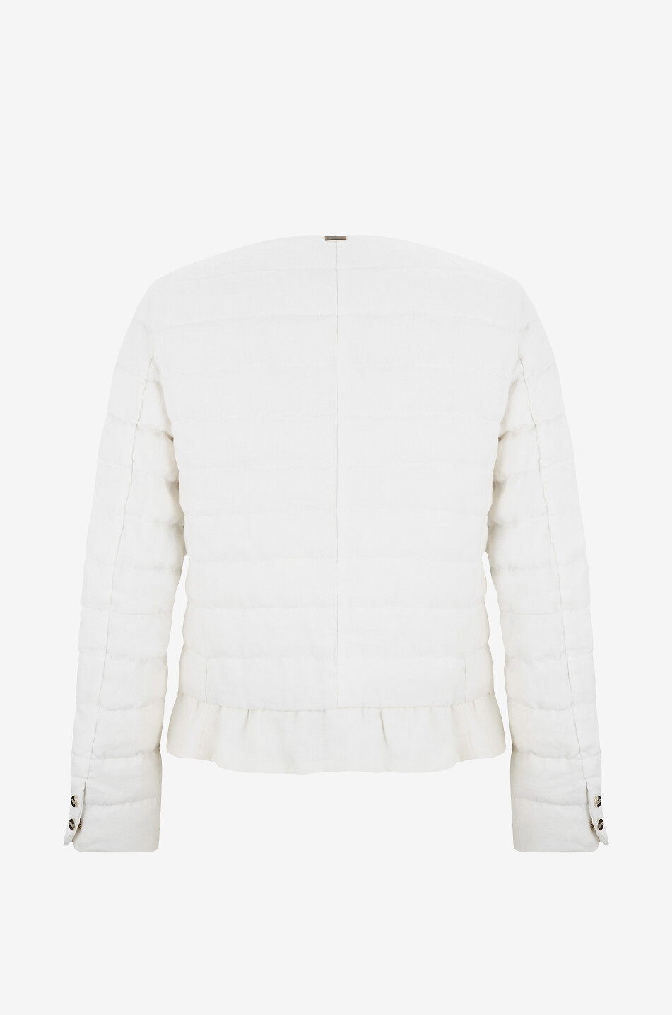 HERNO Ruffle hem quilted linen jacket Women WHITE 2