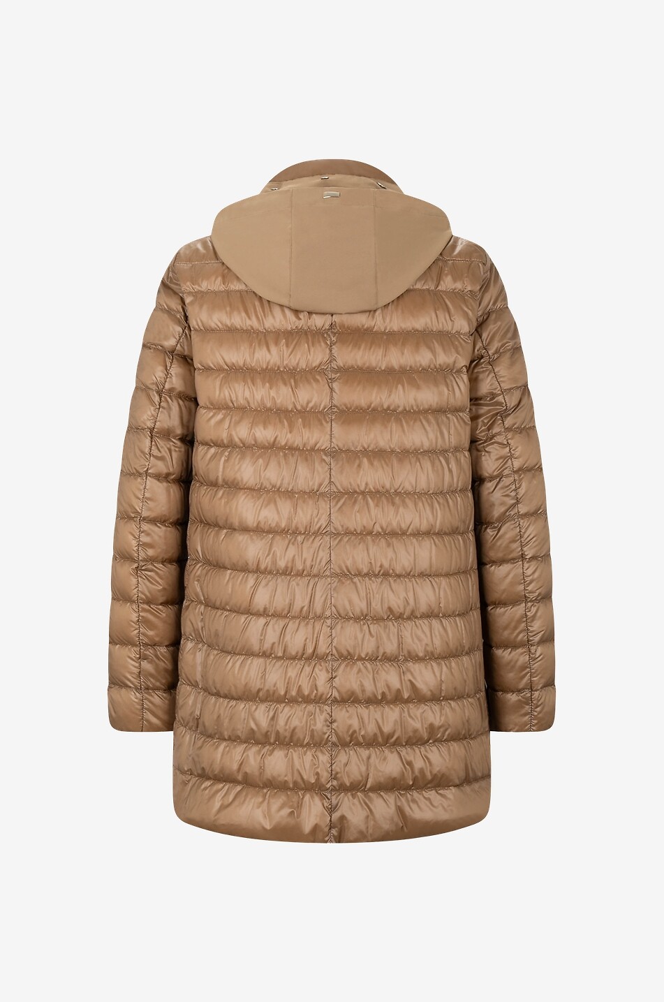 HERNO Leichter A-förmiger Materialmix-Parka Ultralight Damen KAMELFARBEN 2
