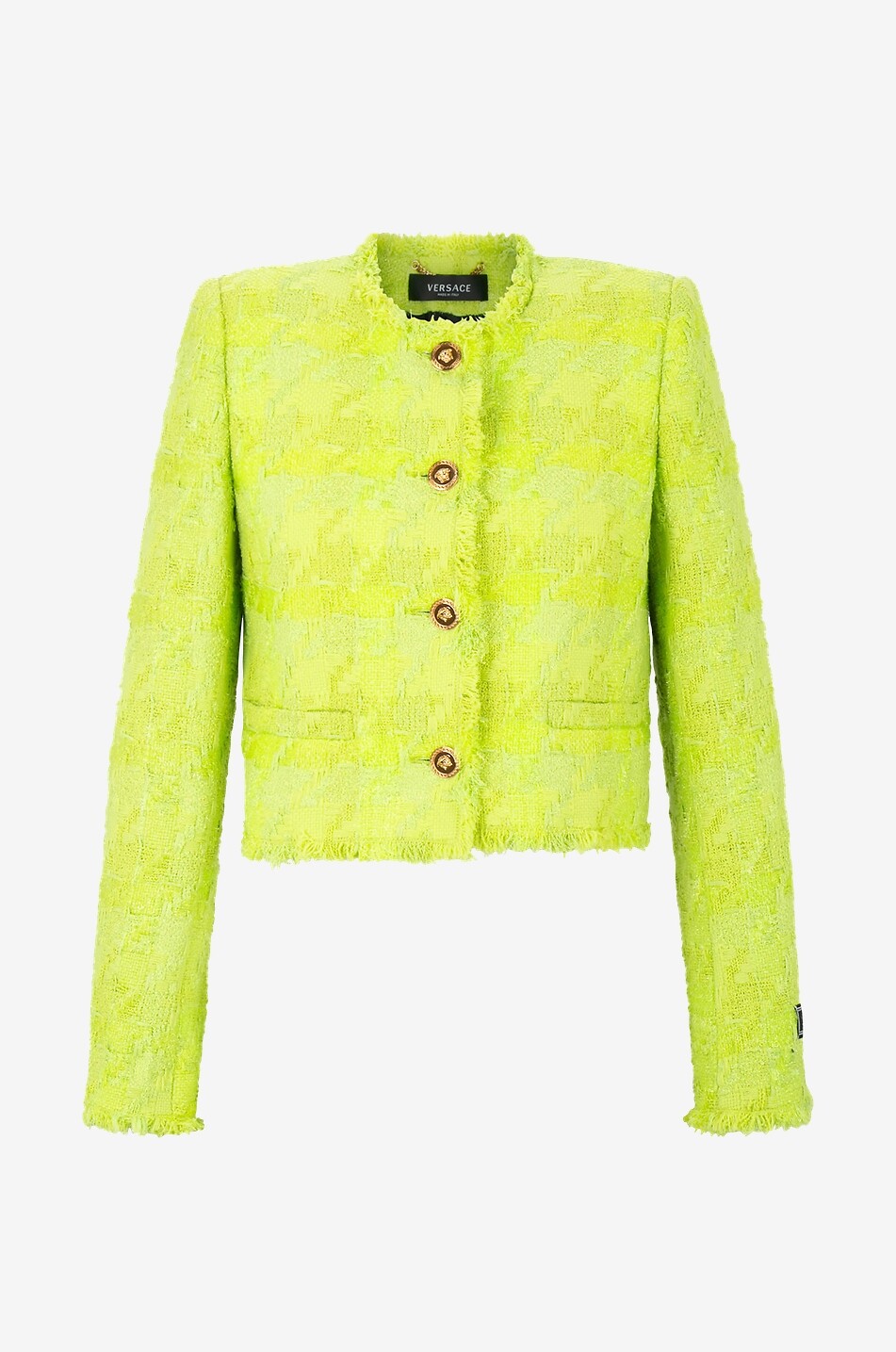 VERSACE Veste tailleur en tweed pied-de-poule Medusa Femme VERT 1