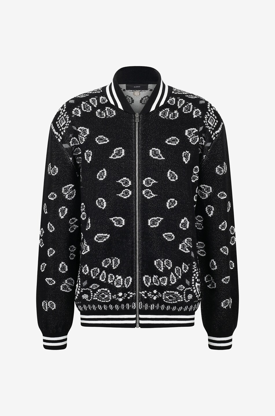 ALANUI Bomberjacke aus Jacquardstrick Piquet Bandana Herren SCHWARZ 1