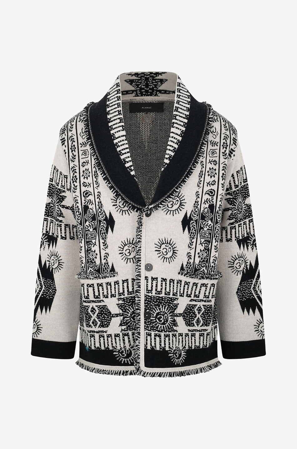 Wood Block Ibrid wool jacquard cardigan