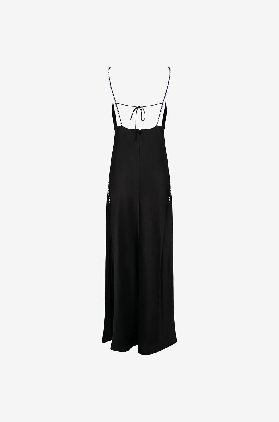 Robe à bretelles en satin embellie de cristaux