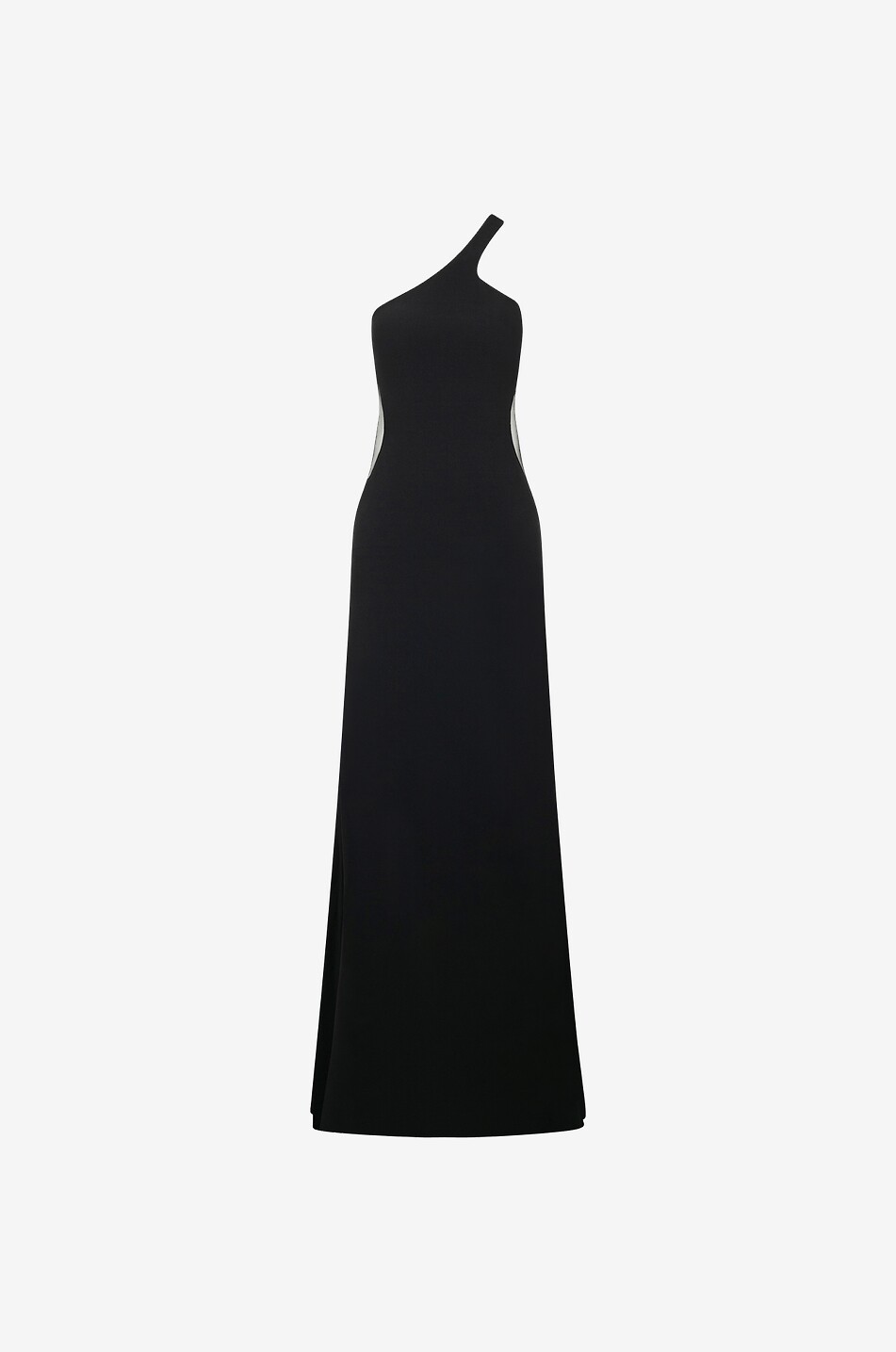 Robe longue en crêpe et tulle à une bretelle