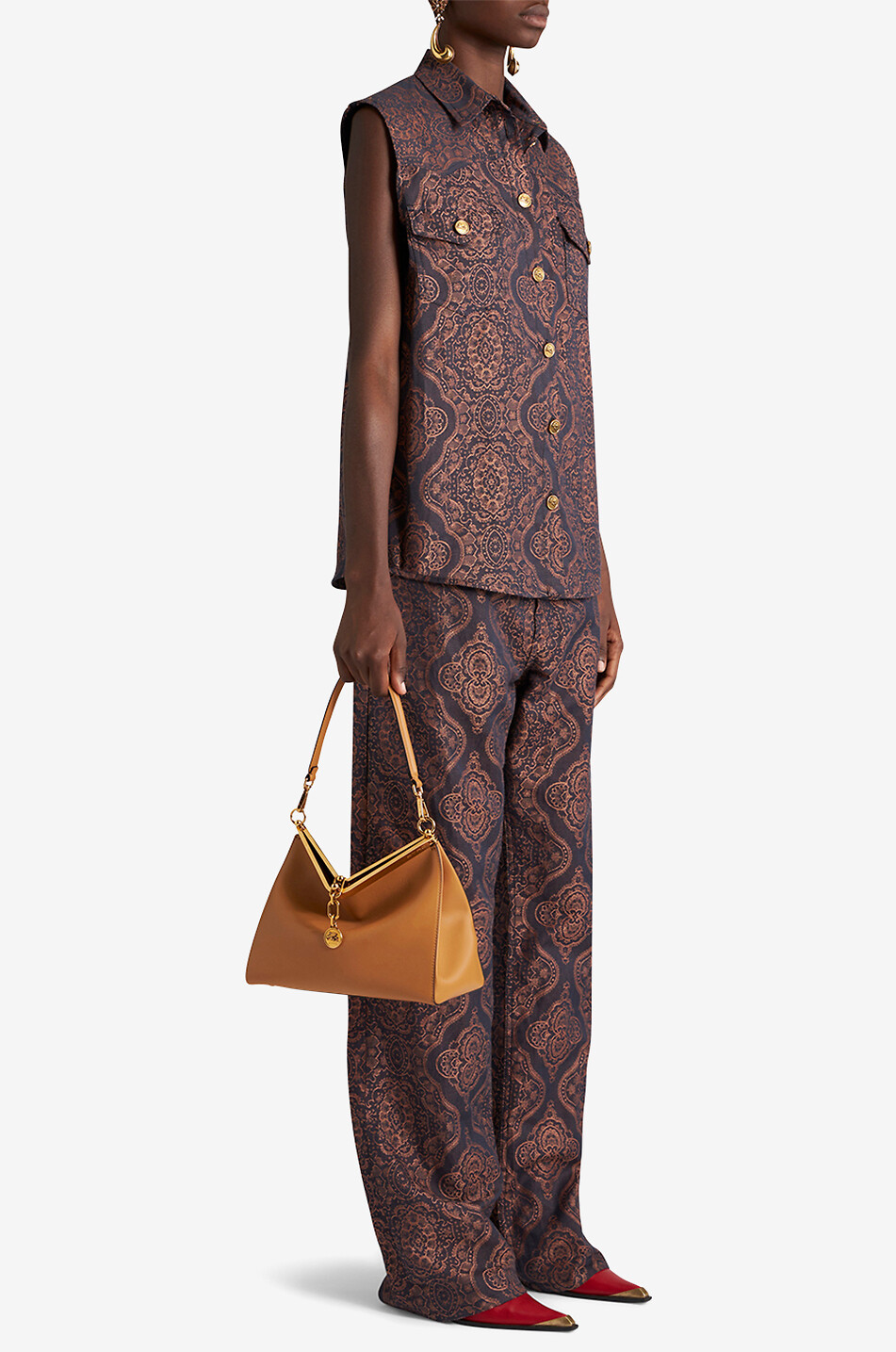 ETRO Handtasche aus Glattleder Vela Medium Damen KAMELFARBEN 3